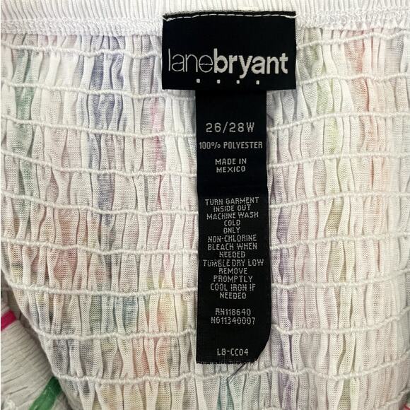 Lane Bryant Women Pleated Skirt 26/28 Rainbow Smock Waist Floral Fairy Whimsy - Picture 8 of 8